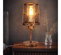 AIRTWESD Lampada da tavolo E27 Lampada a gabbia in metallo Lampada da tavolo LED da comodino Lettura Rustico Industriale Vintage LED Paralume notturno Decorativo