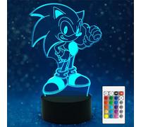 AIRUEEK Sonic Giocattolo-3d Luce Notturna Bambini-Lampada Sonik 16 Variazioni Di Colore Con Telecomando，Giochi Regali Di Natale Per Ragazzi Ragazze Room Decor