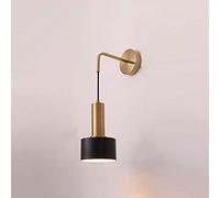 AIRUI Stile Nordico Applique E27 Metallo Installazione A Parete Lampada A Sospensione Regolabile Moderno Semplice Interno Luce A Muro per Camera da Letto Lampade da Comodino,Black+Warm White-5W