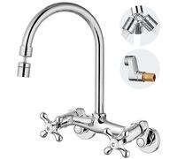 Airuida Chrome Polish Wall Mount Kitchen Sink Rubinetto 6 Pollice Centro Doppie Maniglie 360 Gradi Girevole Multi Funzione Ugello Beccuccio Cucina Miscelatore Commerciale