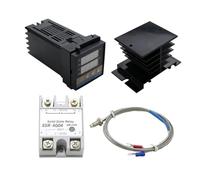 AIRUIXI Relè a Stato Solido Termostato PID Digitale RKC REX-C100 Regolatore di Temperatura Digitale REX-C100/ relè SSR 40A/sonda termocoppia K/dissipatore di Calore(RKC-C100 Kit 4Pcs B)