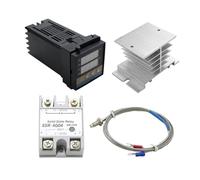AIRUIXI Relè a Stato Solido Termostato PID Digitale RKC REX-C100 Regolatore di Temperatura Digitale REX-C100/ relè SSR 40A/sonda termocoppia K/dissipatore di Calore(RKC-C100 Kit 4Pcs A)