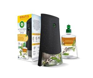Airwick Active Fresh Deodorante per Ambienti, Confezione con 1 Diffusore Automatico senza gas, 1 Ricarica alla Fragranza Vaniglia e Caprifoglio 228ml, 2 Pile AA, Neutralizza Odori 24/7