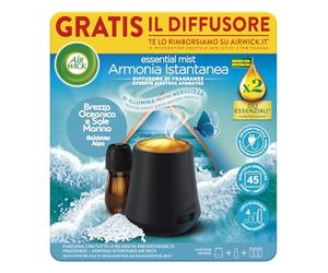 Airwick Armonia Istantanea Profumatore per Ambienti, Confezione con 1 Diffusore di Oli Essenziali e 1 Ricarica alla Fragranza Brezza Oceanica per Diffusore di Oli Essenziali