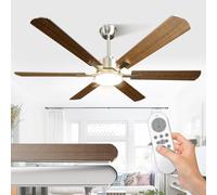Airwit 132cm Grande Ventilatore da Soffitto con Luce Doppia Faccia Pale, Silenzioso Ventilatore da Soffitto con Telecomando e Reversible DC Motore per Camera da Letto (Montaggio a Sospensione-6 Pale)