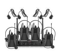 AIRYSSFU Kit scheda audio, Audio AU400 UHF Pro 4 canali Bodypack Lavalier e auricolare microfonico wireless portatile for Karaoke Church Party