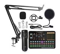 AIRYSSFU Kit scheda audio, BM800 V10XPro Mixer Scheda audio Studio Mixer audio Canto Riduzione del rumore Microfono Voce Trasmissione in diretta Telefono Registrazione computer(V10XPro Set A1)