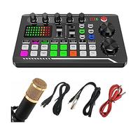 AIRYSSFU Kit scheda audio, Kit scheda audio for microfono podcast Microfono a condensatore da studio professionale e mixer audio live F998 for la registrazione di podcast in streaming live