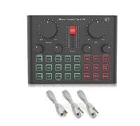 AIRYSSFU Kit scheda audio, Microfono BM800 Condensatore professionale Wireless MIC Scheda audio con staffa a sbalzo con luce di riempimento ad anello Streaming live(D6 Sound Card)
