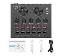 AIRYSSFU Kit scheda audio, Microfono Studio V8 Scheda audio Kit alimentazione phantom Bm800 Microfono a condensatore for PC Registrazione computer Karaoke Streaming(V8 Sound Card)