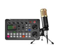 AIRYSSFU Kit scheda audio, Pacchetto attrezzatura podcast, microfono scheda audio (120 KHz/24 bit) e mixer audio professionale for giochi in streaming