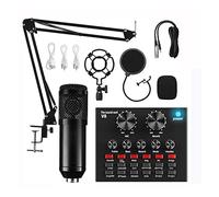 AIRYSSFU Kit scheda audio, Professional Audio V8 Sound Card Set Mic Studio Microfono a condensatore for la registrazione di podcast Live Streaming(B)
