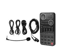 AIRYSSFU Kit scheda audio, Voice Changer Mini Sound Card Set Portable Multi Voice Effects External Sound Card for Phone PC Trasmissione in diretta(With Mic Earphone)