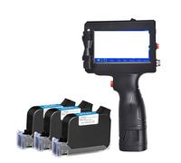 AIRYSSFU Macchina per goffratura, Stampante Portatile a Getto d'inchiostro for Etichette, Macchina for codifica di con Data, Inchiostro da 12,7 mm in più Lingue(Printer And 3 Ink)