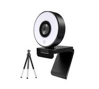 AIRYSSFU Webcam, FHD 1080P a fuoco fisso Live Streaming Webcam con Dual Ring Light 30FPS USB Treppiede Web Camera for PC Laptop for conferenze