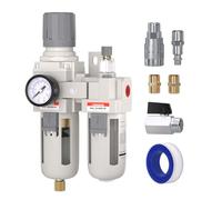 AIRZOE 1/2 "NPT Filtro aria compressa regolatore Lubrificatore Combo, Compressore d'aria Separatore d'acqua AC4010-04,5 Micron Elemento in ottone Semi-Automatico, 0-145 psi Gauge