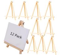 Aisamco 12Pcs 19cm Mini cavalletto di legno, cavalletto di legno naturale Display Stand artista cavalletto da tavolo supporto per la visualizzazione di piccole tele, biglietti da visita, foto