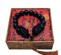 Aisamco Bracciale di ossidiana nera, Feng Shui Wealth Bracelet, con Pixiu e Tiger Eye Stone, Relax Anxiety Beaded Bracelet, Attract Wealth and Good Luck, Bracciale Regalo per donne e uomini