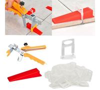 Aisamco Sistema di livellamento per piastrelle 3 mm, 300 pezzi distanziatore a cuneo per piastrelle e 100 pezzi di cunei con 1 pinza per l'installazione di piastrelle in pietra