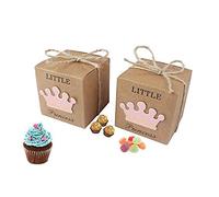 Aisaving 50pz Bomboniere Carta Baby Shower Favores Kraft Scatole di Carta Kraft Girl Boy Compleanno Boy Bomboniere Decor(Rosa)