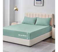 Aisbo Drap Housse 140x190/200 Grand Bonnet 40 cm - Drap Housse 2 Personnes 140x200/190 Grand Bonnet 40 cm Matelas en Microfibre Oeko-Tex avec Élastique Tout Autour, Vert Herbe