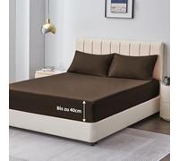 Aisbo Drap Housse 140x190/200 Grand Bonnet 40 cm - Drap Housse 2 Personnes 140x200/190 Grand Bonnet 40 cm Matelas en Microfibre Oeko-Tex avec Élastique Tout Autour, Braun
