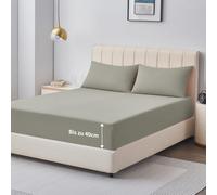 Aisbo Drap Housse 140x190/200 Grand Bonnet 40 cm - Drap Housse 2 Personnes 140x200/190 Grand Bonnet 40 cm Matelas en Microfibre Oeko-Tex avec Élastique Tout Autour, Taupe
