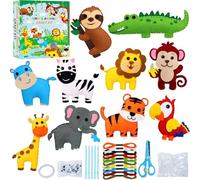 Aischens 10 Pezzi Confezione da Cucito in Feltro, Kit da Cucito di Animale per Bambini Principianti, Set da Cucito Fai Da Te per Bambini, Pacchetto da Cucito in Feltro Artigianato, Regali Creativi DIY