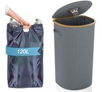 Aischens Contenitore per il riciclaggio, 120 l, colore grigio, per cucina, interni ed esterni, grande contenitore di riciclaggio con coperchio, Kitchen Trash Can, doppio contenitore per rifiuti e
