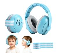 Aischens Cuffie Antirumore Neonato per Proteggere l'Udito -25dB, Cuffie Antirumore Morbido per Bambini Bebè da 0 a 3 Anni, Protezione Acustica, Archetto Regolabile, per Viaggi in Aereo (Blu)