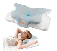 Aischens Cuscino Cervicale Ergonomico per Dormire, Cuscino Ortopedico in Memory Foam con Federa per Supporto del Collo, Cuscino Sollievo per Dolore al Collo, Cuscini per Schiena/Stomaco/Letto Laterale