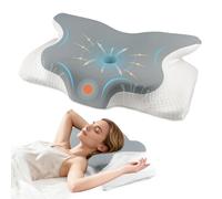 Aischens Cuscino Cervicale Ergonomico per Dormire, Cuscino Ortopedico in Memory Foam con Federa per Supporto del Collo, Cuscino Sollievo per Dolore al Collo, Cuscini per Schiena/Stomaco/Letto Laterale