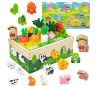 Aischens Giochi in Legno Montessori 2 3 4 Anni, Gioco di Smistamento in Legno Montessori Raccolta di Carote Verdure Animali, Giocattoli Educativi Multifunzionali, Giochi per Attività Motoria Fine