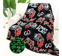 AISDE Coperta da gioco per ragazzi, adolescenti, uomini, papà, si illumina al buio, coperta da gioco per ragazzi con motivo controller di gioco, decorazione per la stanza dei videogiochi, regali per