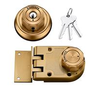 AIsecure Twist to Lock Jimmy Proof Deadbolt Lock Keyless con Unpickable Night Latch & Anti-Mislock Button,304 Heavy Guard Security Security Single Cylinder & SC Keys,Vieta l'ingresso forzato,Ottone
