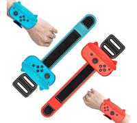 Aiseeok 2 Pezzi Braccialetti da Polso Elastici Regolabili per Joy Con, Dance Band Compatibile con Nintendo Switch Switch OLED e Just Dance 2026-2021 per Adulti Bambini, Rosso Blu