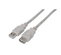 Cavo di prolunga USB 2.0 beige tipo A maschio-femmina AISENS A101-0014 da 3 m, 60 Mbps, 2,5 W