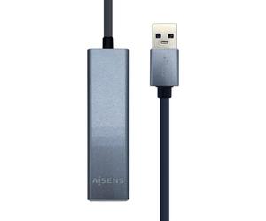 AISENS - A106-0401 Convertitore USB 3.0 a Ethernet gigabit 10/100/1000 Mbps + Hub 3 x USB3.0, grigio, 15 cm