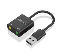 AISENS A106-0769 Convertitore scheda audio USB-A a 2 jack da 3,5 mm 24 bit 100 dB Nero