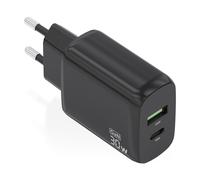 Caricabatterie Aisens A110-0924 GaN 30W 1xUSB-C PD3.0 QC4.0 1xUSB-A QC3.0 Nero