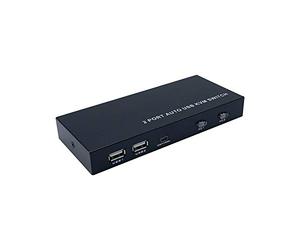 AISENS A111-0400 Switch KVM HDMI 4K@60Hz USB 1U-2PC con alimentatore, Nero