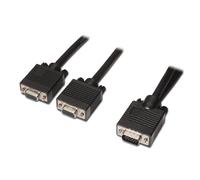 AISENS A113-0081 - Cavo Splitter SVGA (HDB15/M-2xHDB15/H, 45 cm per duplicazione del Segnale), Colore: Nero