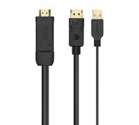 AISENS A122-0641 cavo e adattatore video 1,8 m HDMI tipo A (Standard) DisplayPort + USB Tipo A Nero