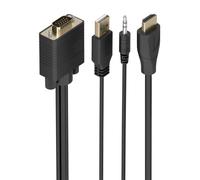 AISENS - A122-1013 - Cavo convertitore da HDMI a SVG Audio, HDMI A/M-SVGA/M+Jack 3,5/M+USB-A/M, 1,0 m