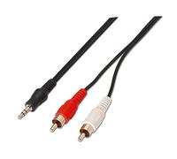 AISENS A128 - 0147 - Cavo Audio Stereo, Jack 3.5/M-2 X RCA Maschio, 1.5 m, Colore: Nero