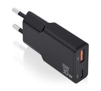 Aisens ASCH-30W2P047-BK Caricabatterie GaN ultra sottile 30 W USB-C PD3.0 QC4.0 1xUSB-A QC3.0 Nero