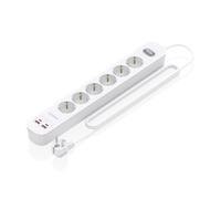 AISENS - ASPS-2A2C16-W - Multipresa multifunzione con 6 prese + caricatore PD3.0 20 W 2 x USB-C, 2 x USB-A, 1,4 m, bianco