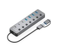 AISENS - ASUC-8P043-GR - HUB USB3.1 Gen1 USB-C USB-A, USB-C/M+USB-A/M-4xUSB-A/H+3xUSB-C/H+1xUSB-C/H ALIM, grigio, 30 cm