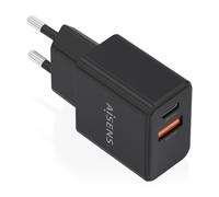 AISENS Caricatore GAN 20 W, 1 x USB-C PD3.0, 1 x USB-A QC3.0, nero