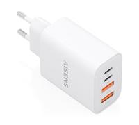 AISENS Caricatore GAN 32 W, 2 x USB-C PD3.0, 2 x USB-A, bianco